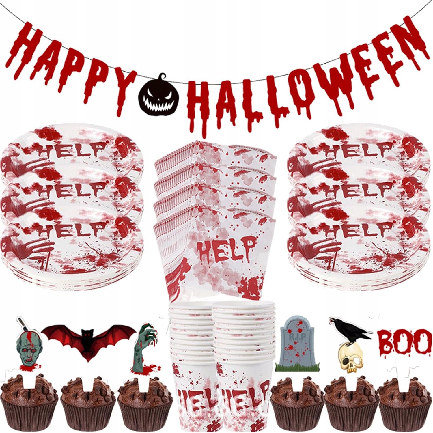 Dekorace na párty, Halloween, papírové párty nádobí