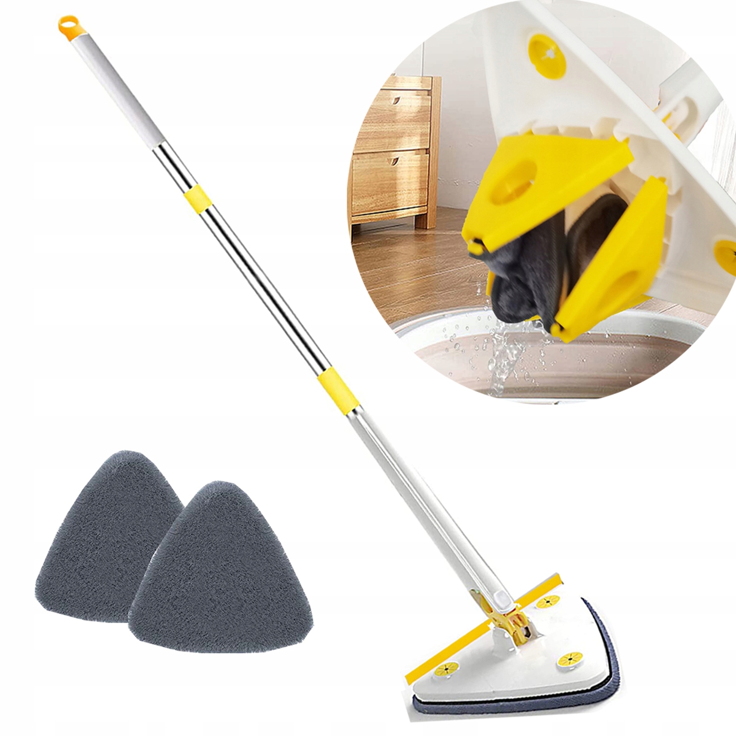 Levně MOp Trojitý čistič Mop na mytí oken Sklo s Otočným 127CM 360 2 Netkaná textilie