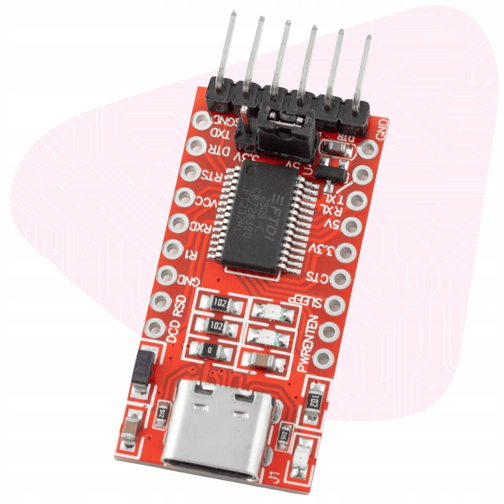 Konwerter USB UART RS232 FT232RL 5V 3,3V USB-C TTL FTDI Do Arduino Model Konwerter USB-UART RS232 FT232RL 5V 3,3V USB-C