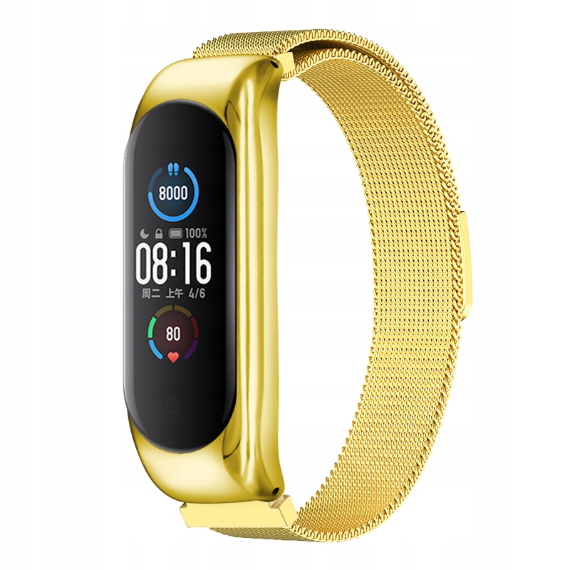 Náramok pre Xiaomi Mi Band 5/6 Remienok Oceľový náramok na Magnet Gold