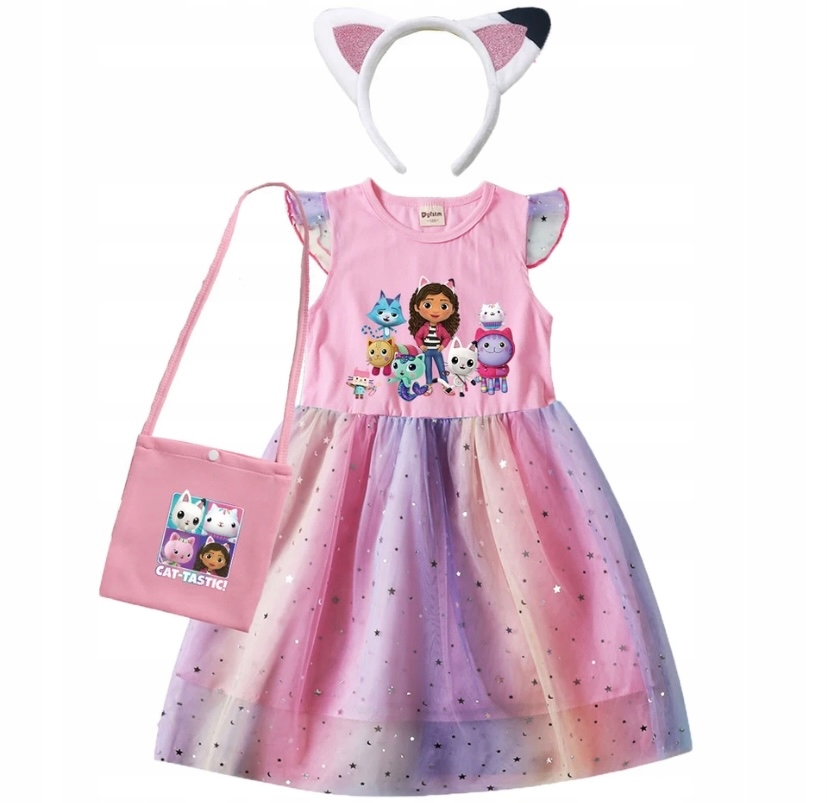 Koci domek Gabi sukienka opaska torebka Panduś URODZINY 100 cm