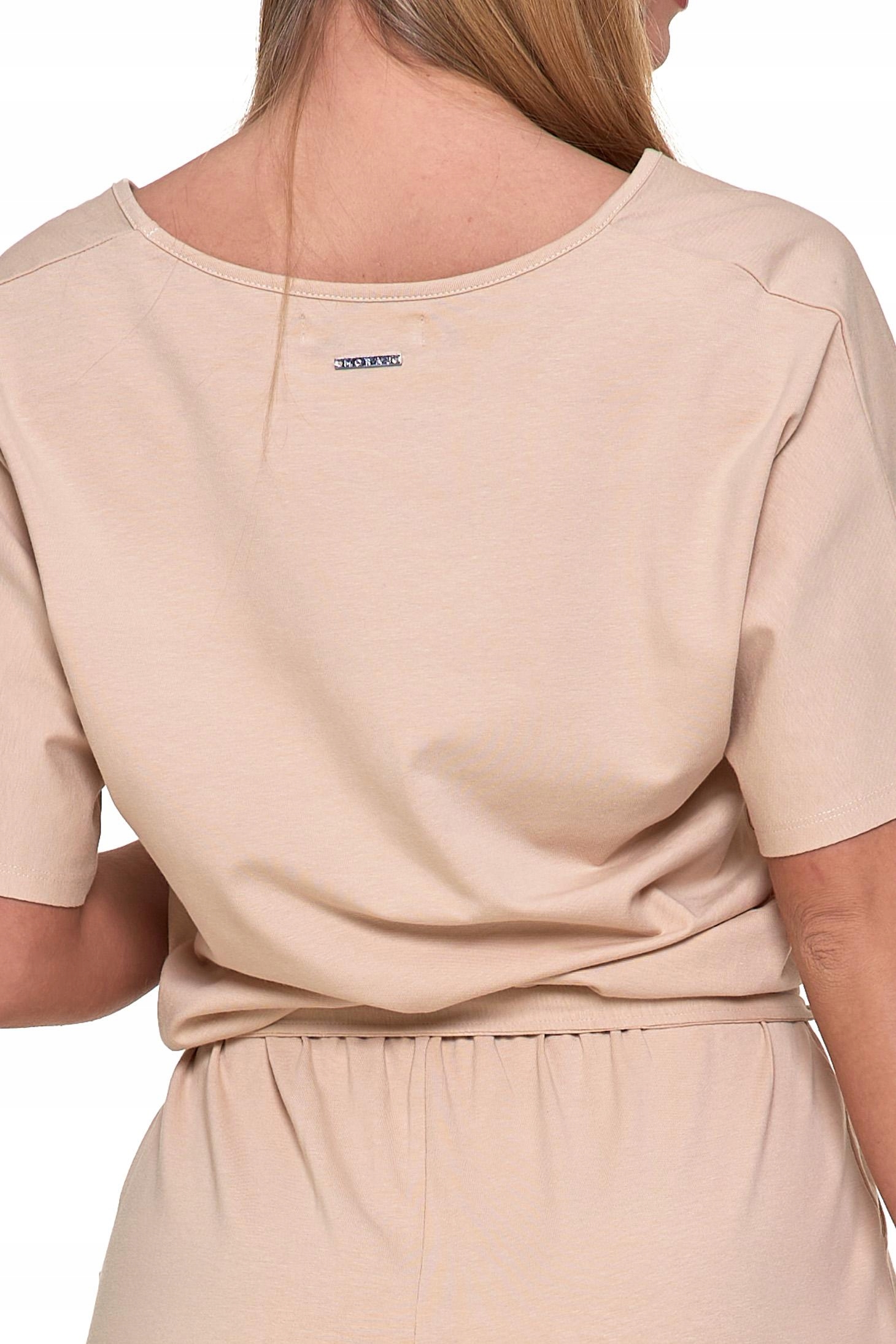 KOMBINEZON DAMSKI GŁADKI DŁUGI LUŹNY BEŻOWY MODNY BAWEŁNIANY MORAJ L Model KBB3500-001