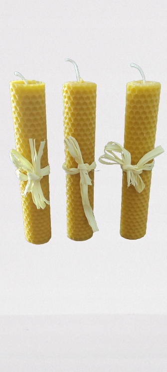 

świeczki z węzy pszczelej 15,5cm x 3cm 3szt