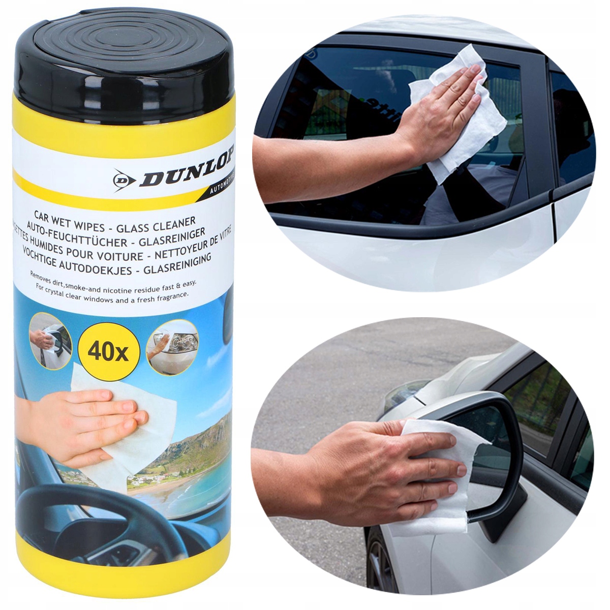 Chusteczki nawilżane do szyb lusterek samochodowych 40szt do lamp samochodu