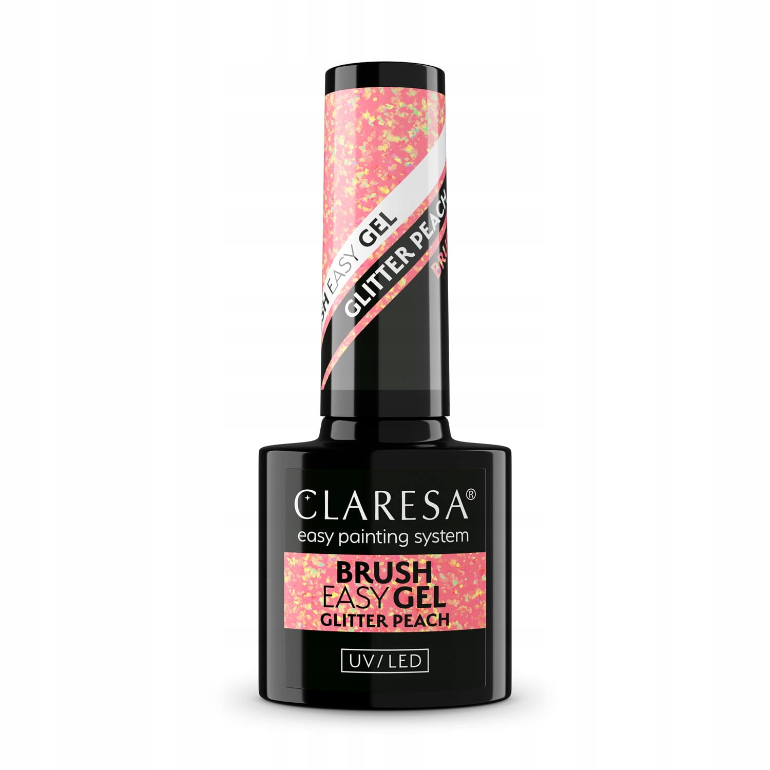 Claresa гель у пляшці Glitter Peach персиковий дрібнички Brush Easy Gel — фото 9