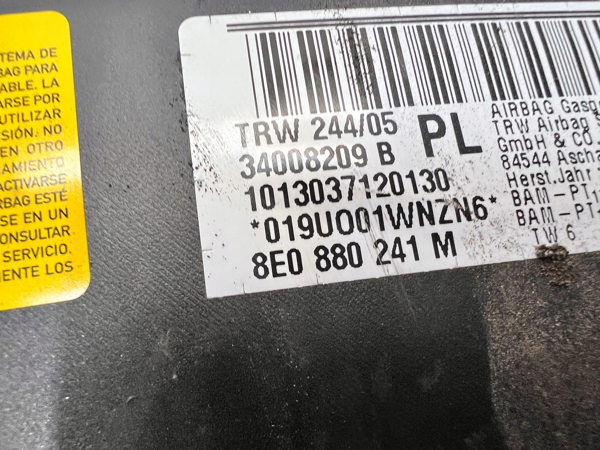 seat airbag left front AUDI A4 B6 8E0880241M