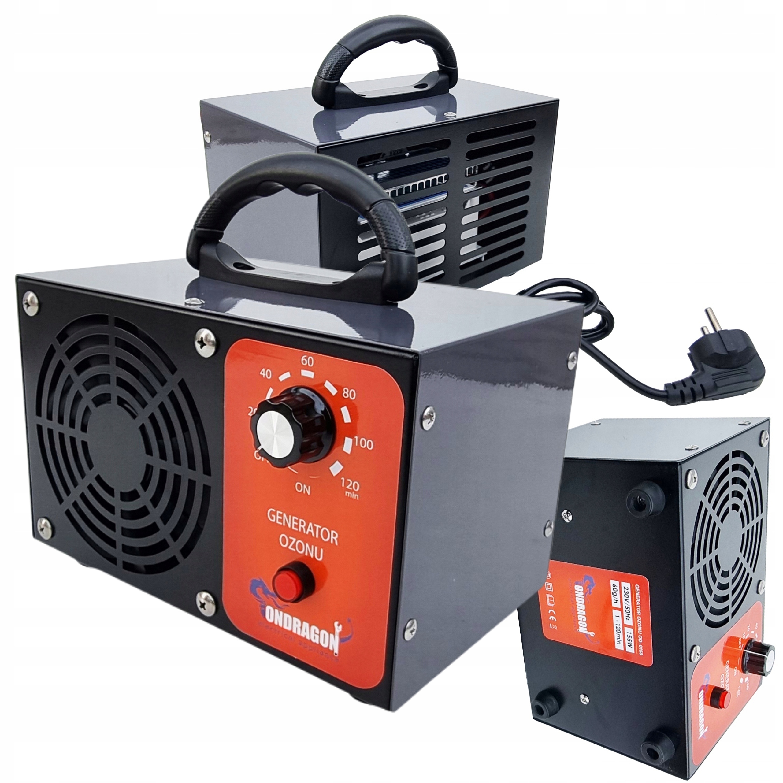 ONDRAGON GENERATOR OZONU MOCNY 60 000 MG/H OZONATOR 155W + TIMER OD0150