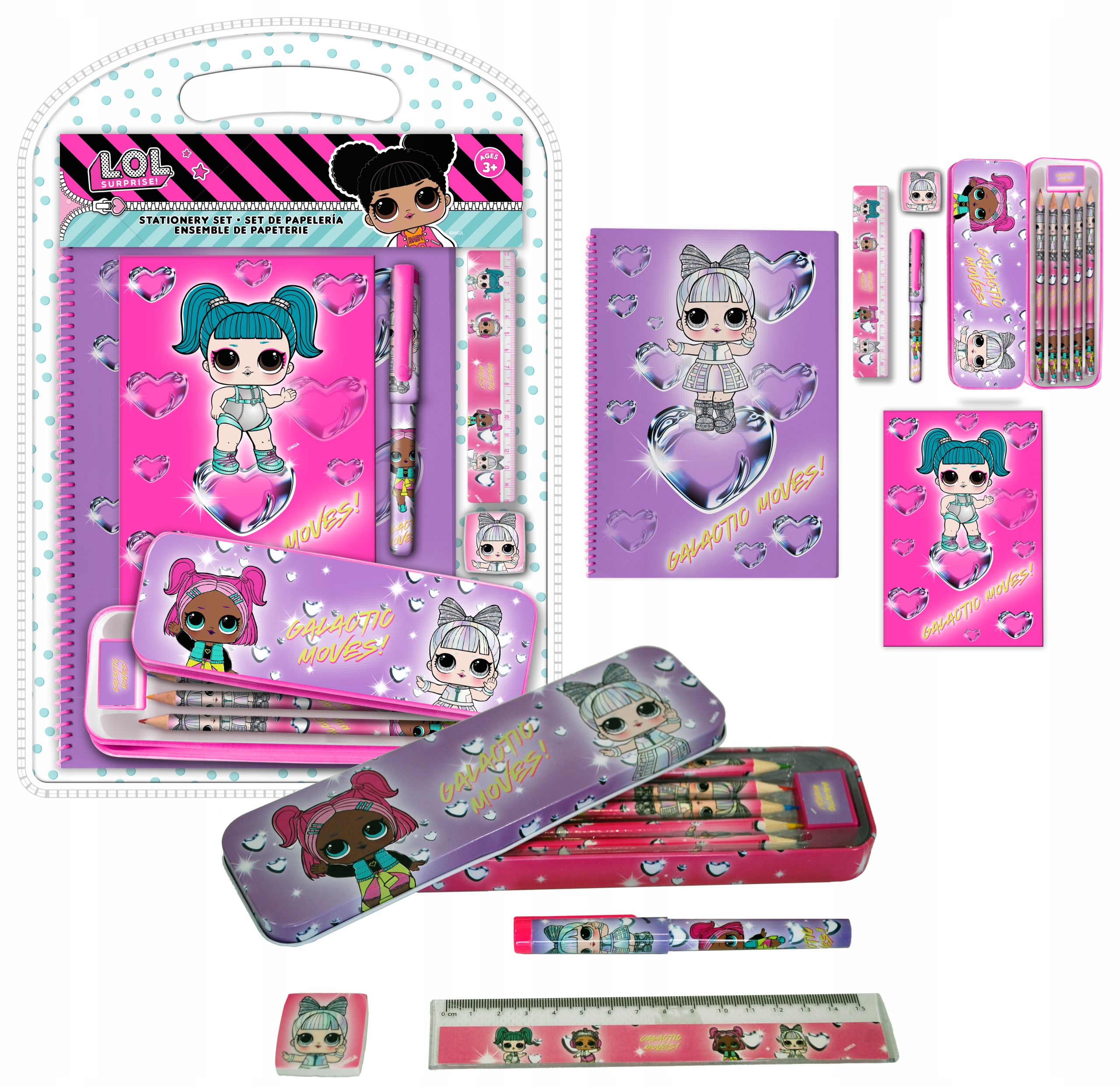 KREDKI ZESTAW PAPIERNICZY XXL LOL SURPRISE ZESZYT NOTATNIK GUMKA PIÓRNIK