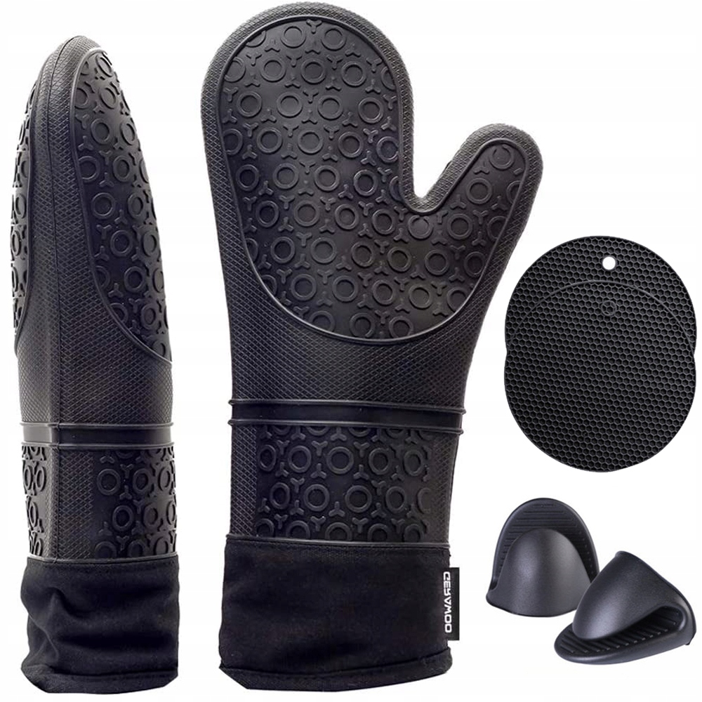 Силиконовые кухонные перчатки тепловой костюм черный цвет