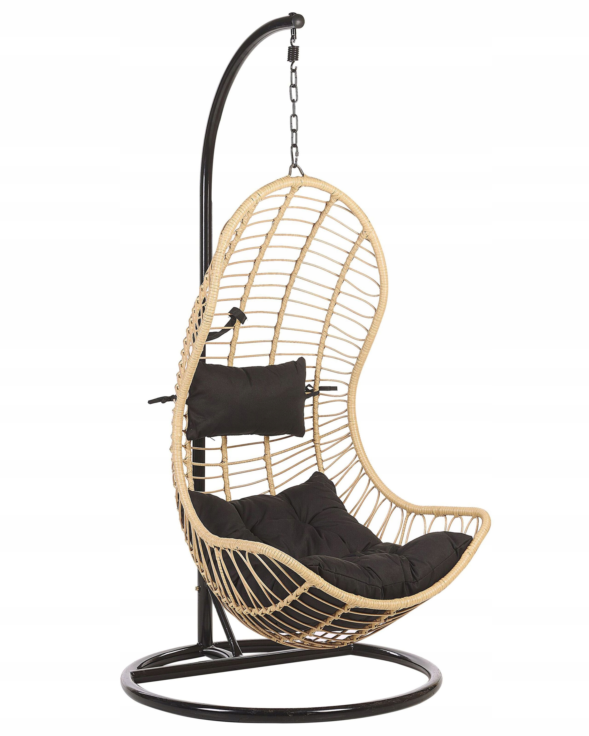 Fotel wiszący koszyk rattan stelaż beżowy