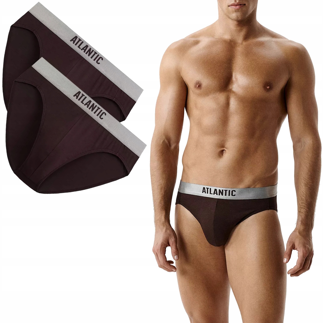 Slipy Męskie Atlantic Sport 2MP1589/BRĄZ/XL