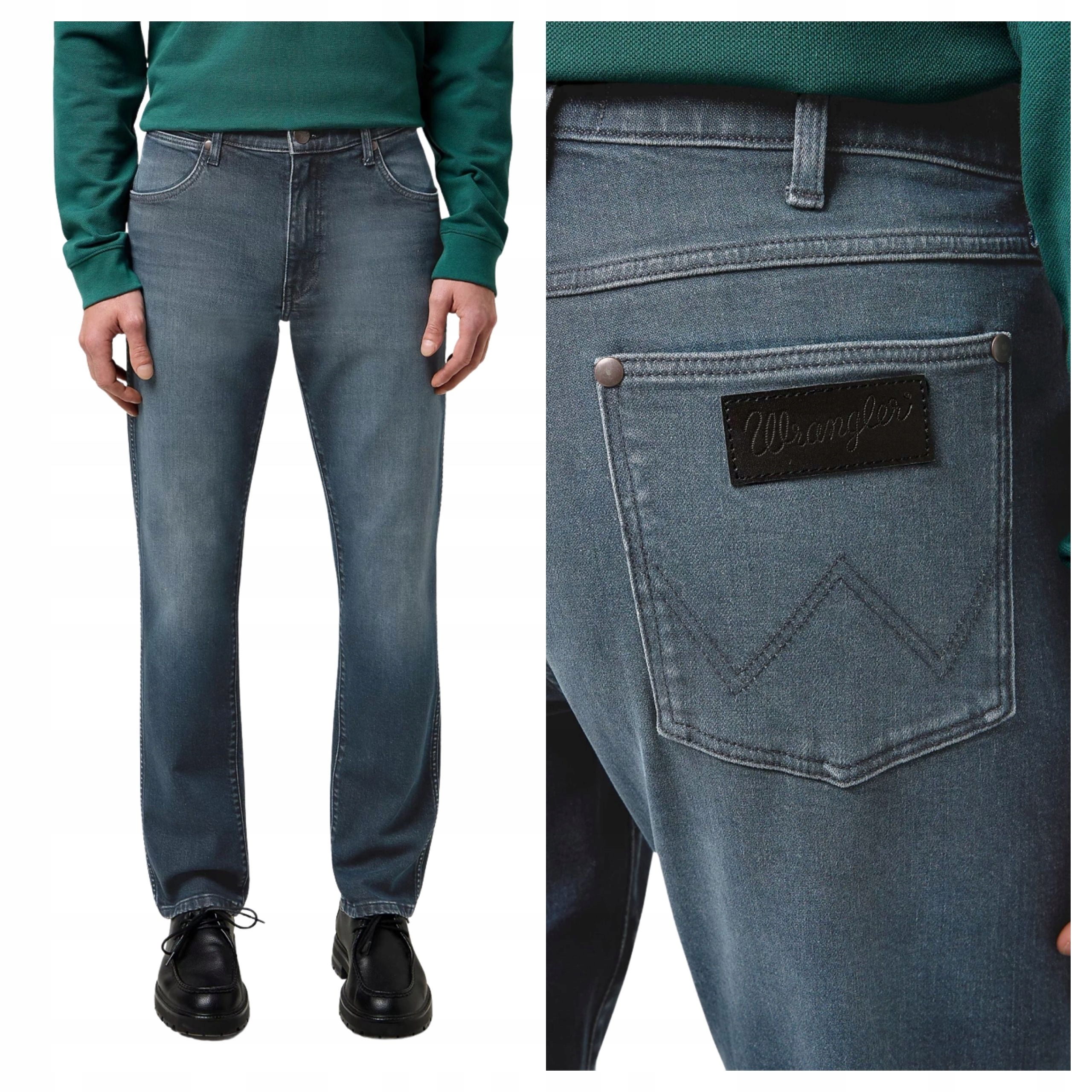 Pánské kalhoty Wrangler Larston Ocean Storm Zúžené Denim W31 L34