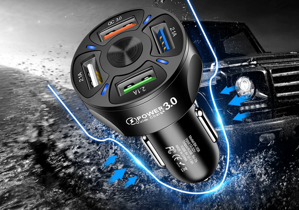 SZYBKA ŁADOWARKA SAMOCHODOWA 4x USB 3A QC3.0 Kod producenta brak