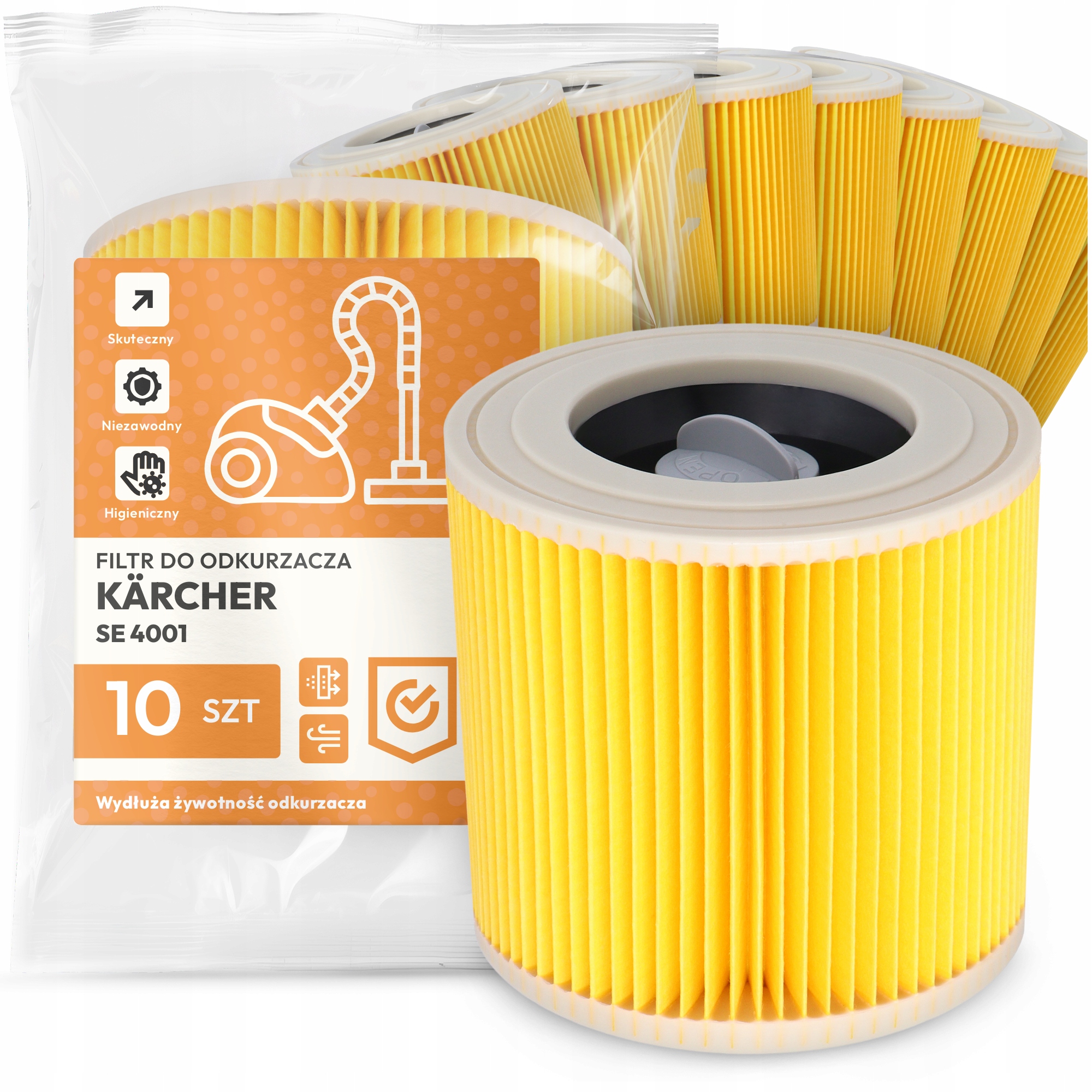 10 x Filtr Pro Vysavač Kärcher Se 4001 Vzduch Výkonný Náhradník Em-w