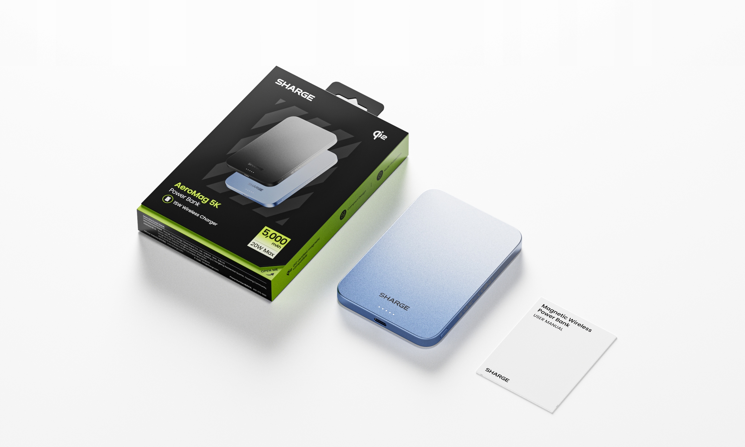 Sharge Aeromag 10K 10000mAh MagSafe Pd 20W Modrá Powerbanka