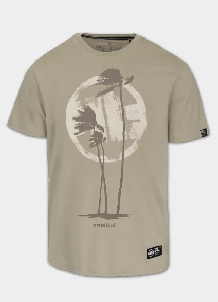Męska Koszulka Pitbull Klasyczny Bawełniany T-shirt z nadrukiem Palms