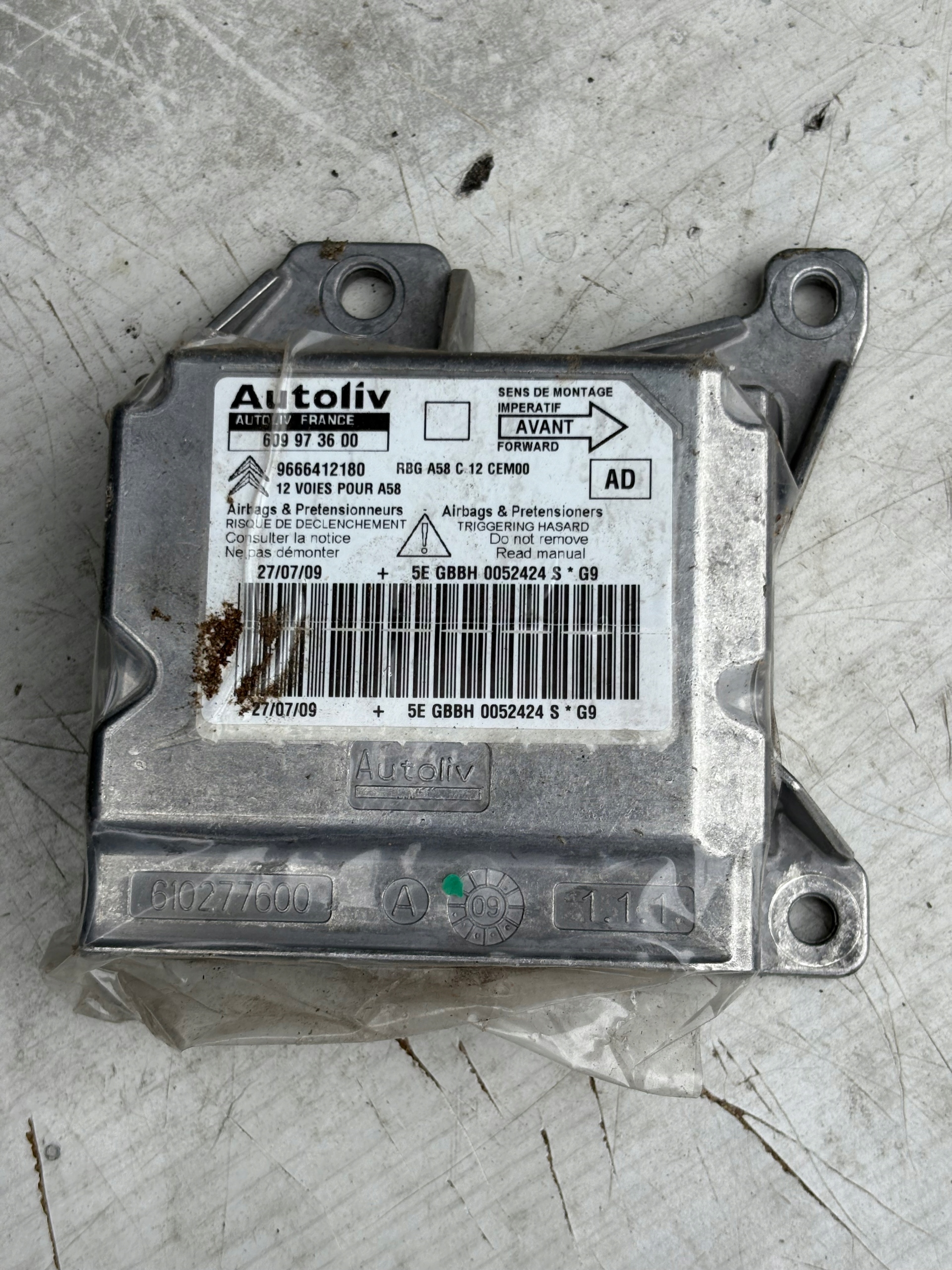 9666412180 modulo airbag Sensor Citroen C3 Picasso