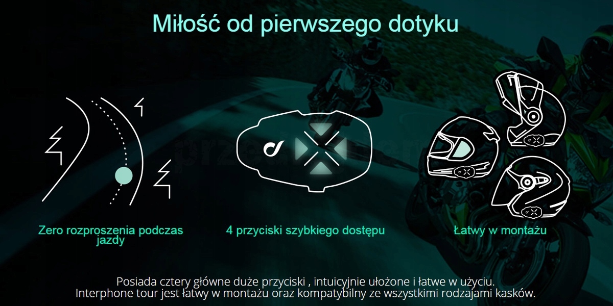 POLSKE KOMENDY 1 KASK INTERKOM INTERPHONE TOUR F5 Number of Sets for 1 helmet