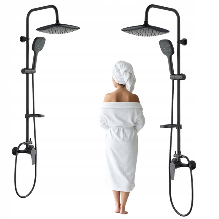 Sprchový Set S Sprchovou Batériou A Mydelničkou A Poličkou, Čierny Kuchinox