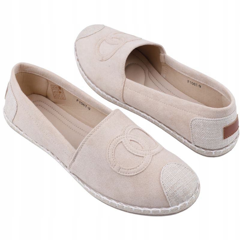 R.42 BEŻOWE ESPARDYLE DAMSKIE PÓŁBUTY WSUWANE PŁASKIE WKŁ. EKOSKÓRA WYGODNE