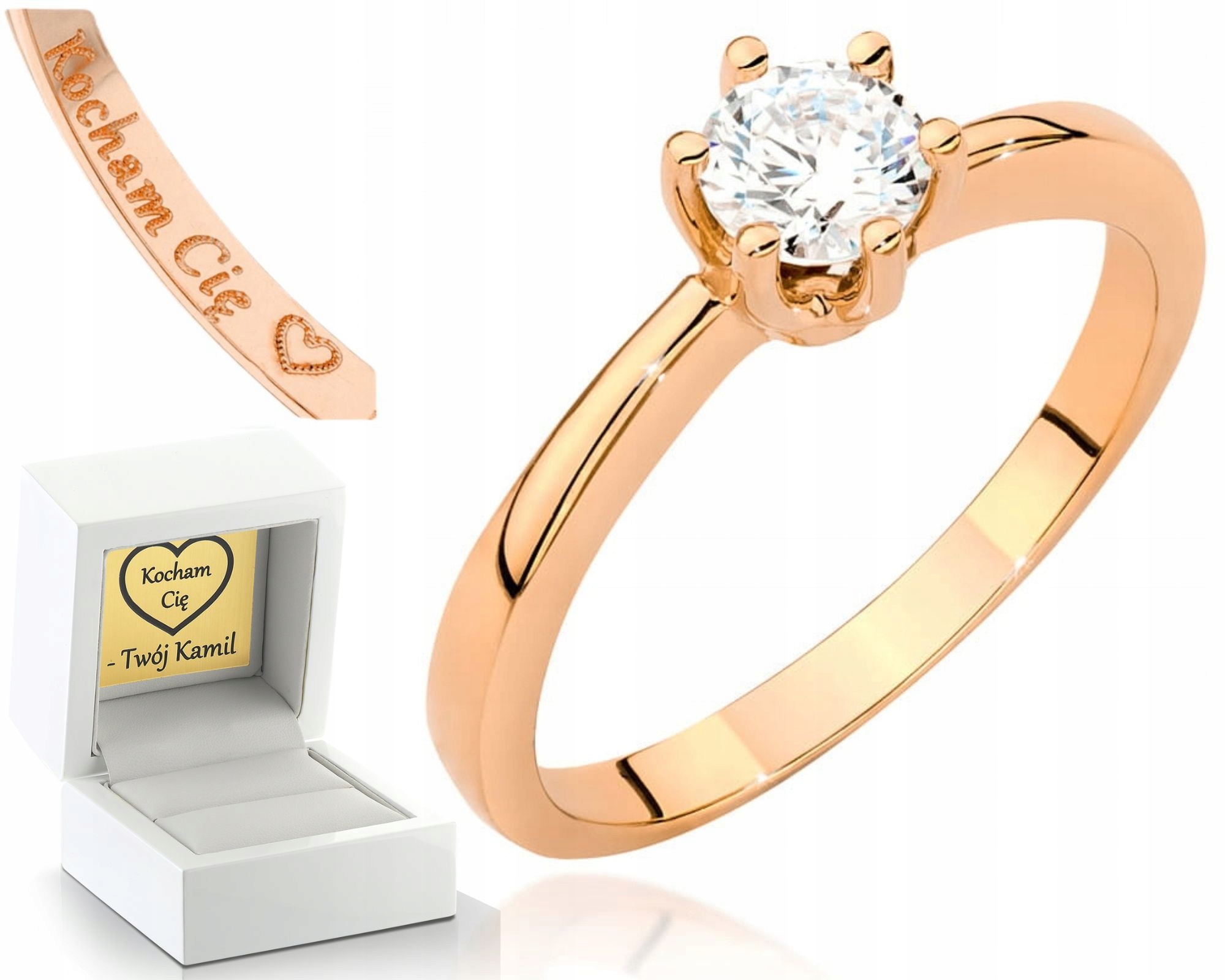 Růžové Zlato Prstýnek S Briliantem 585 Gravírování Bonus