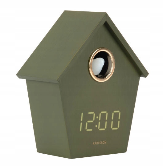 Drevený Budík Led S Kukučkou A Teplomerom Karlsson KA6124GR