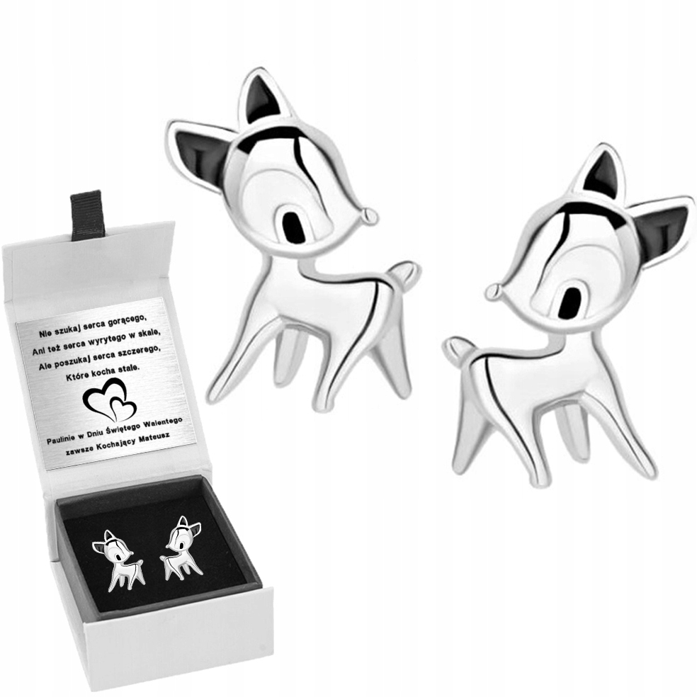 

Srebrne Kolczyki Dla Dziewczynki Sarenki Grawer