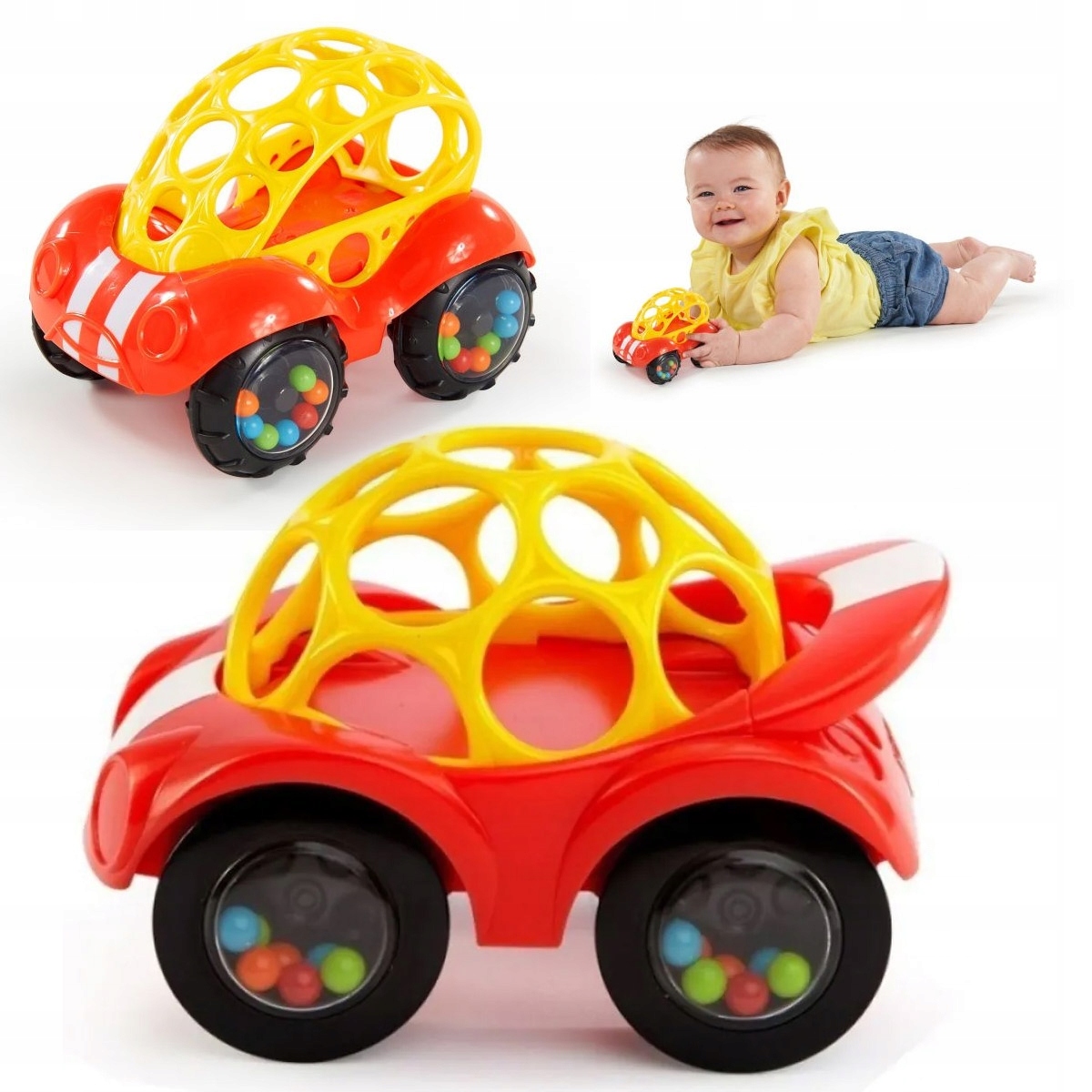 OBALL pojazd z chrzechotką jeździ ćwiczy chwyt 6m+