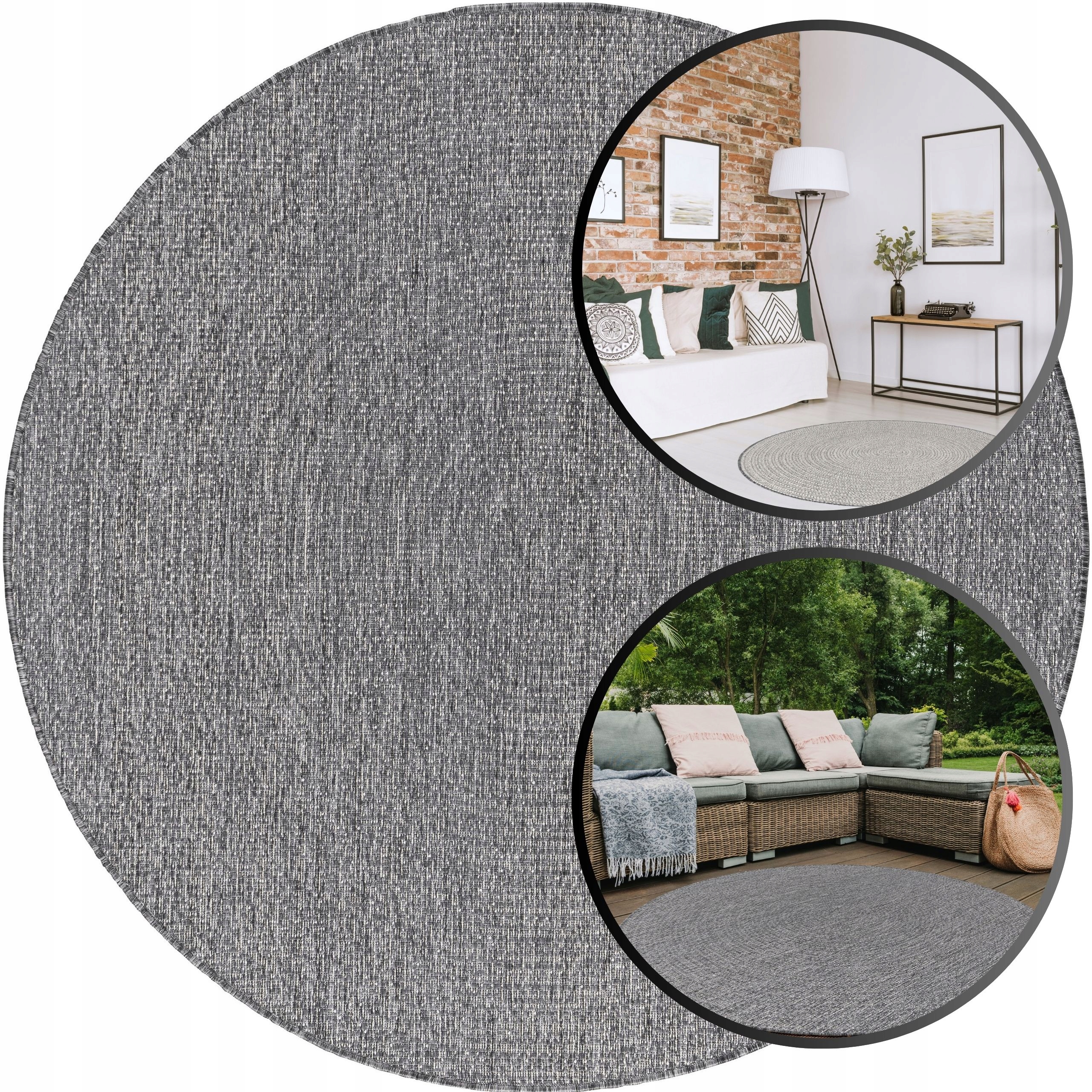 Kulatý Koberec Na Terasu Terasový Boho Provázkový 120x120