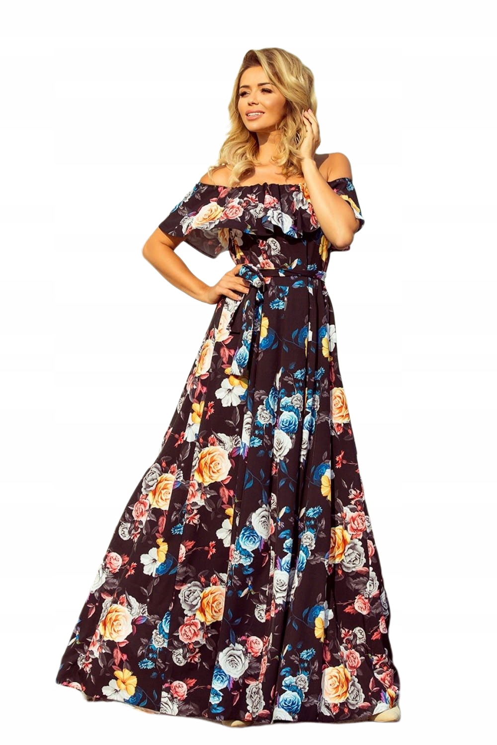 

Sukienka Model 194-3 Black/Flowers - Xs Numoco