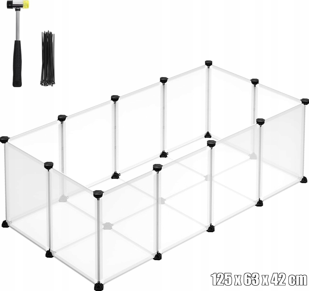 Levně Klec Výběh pro malá zvířata, ohrada pro křečka, králíka, bílá