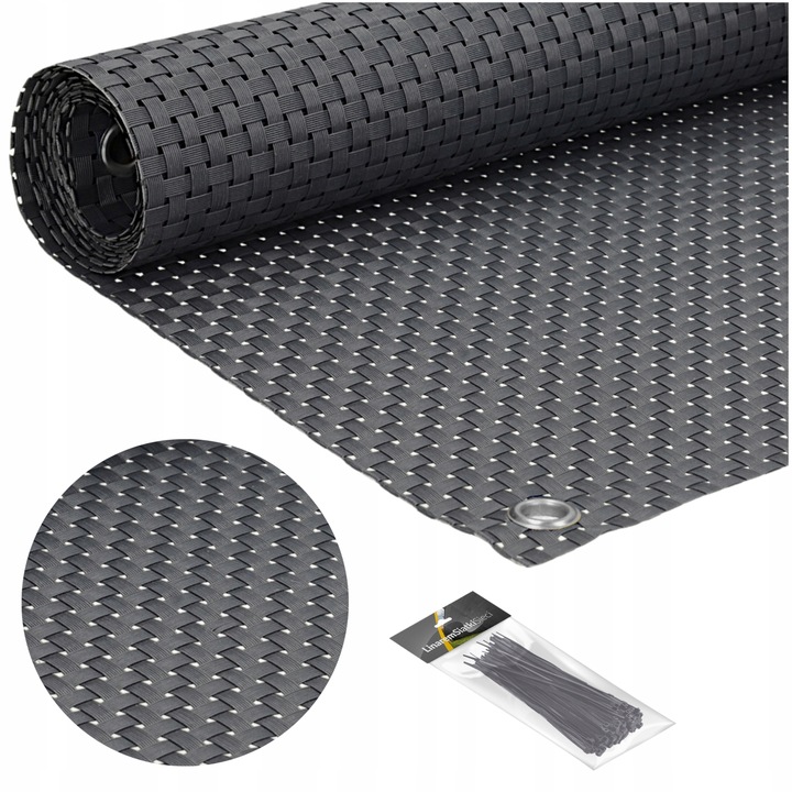 Osłona Na Balkon Premium 1x7m Rattan Balkonowa Mata Na Taras Antracyt Uv+