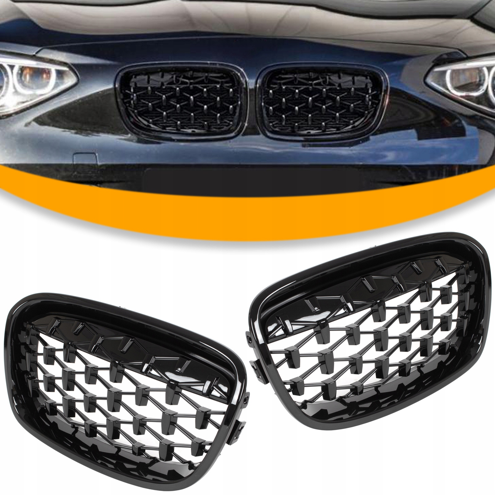 Bmw F20 F21 Před Lift 2011-14 Atrapa Ledviny Grill Diamant Černý Lesk