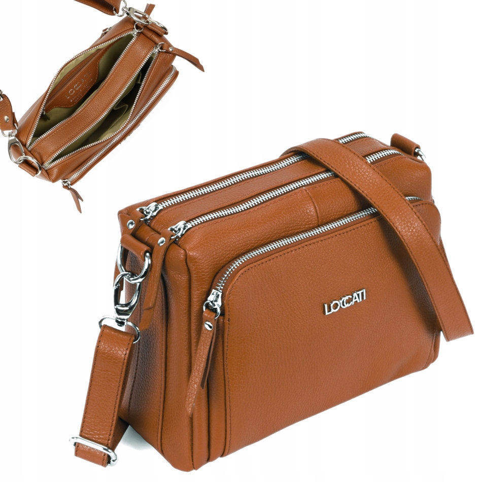 

Włoska torebka Loccati skórzana crossbody camel
