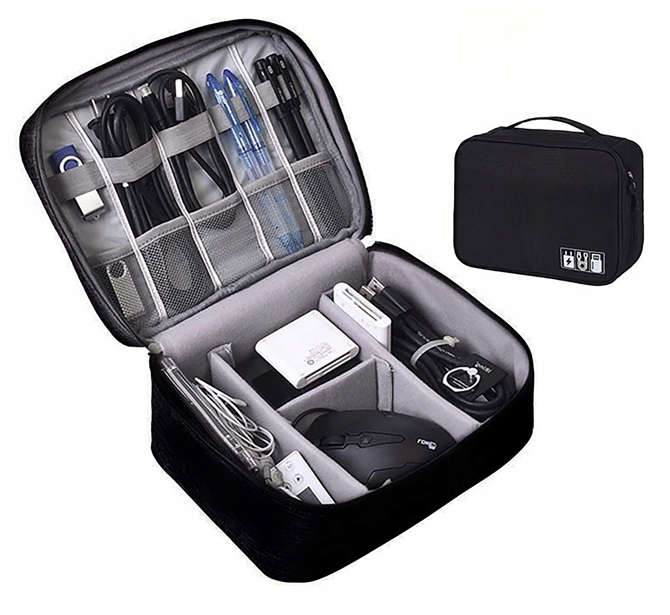 ORGANIZER PODRÓŻNY TORBA ETUI NA ŁADOWARKI KABLE powerbank pendrive dyski