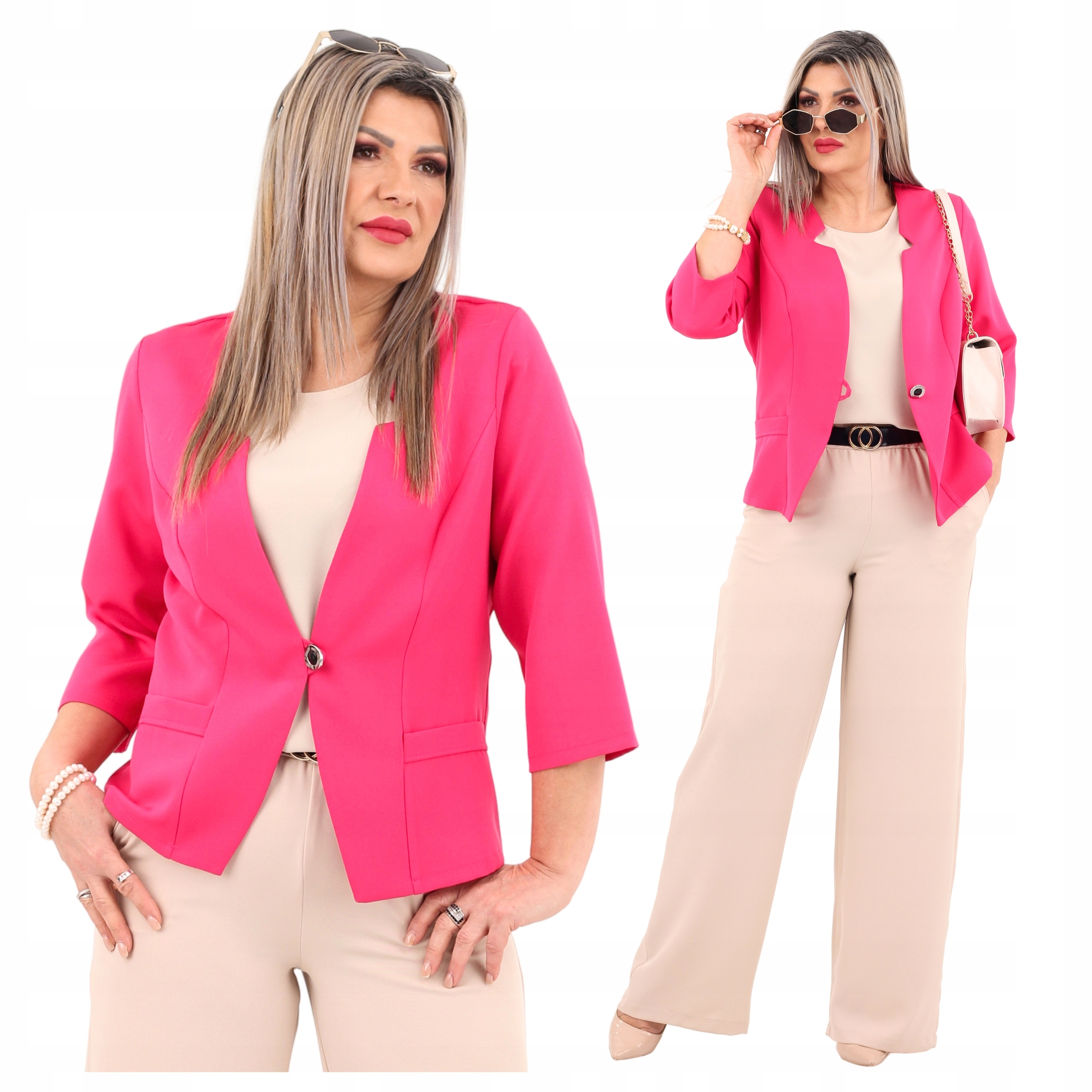 Żakiet Blezer Polski Producent Duże Rozmiary Wizytowy Krótki