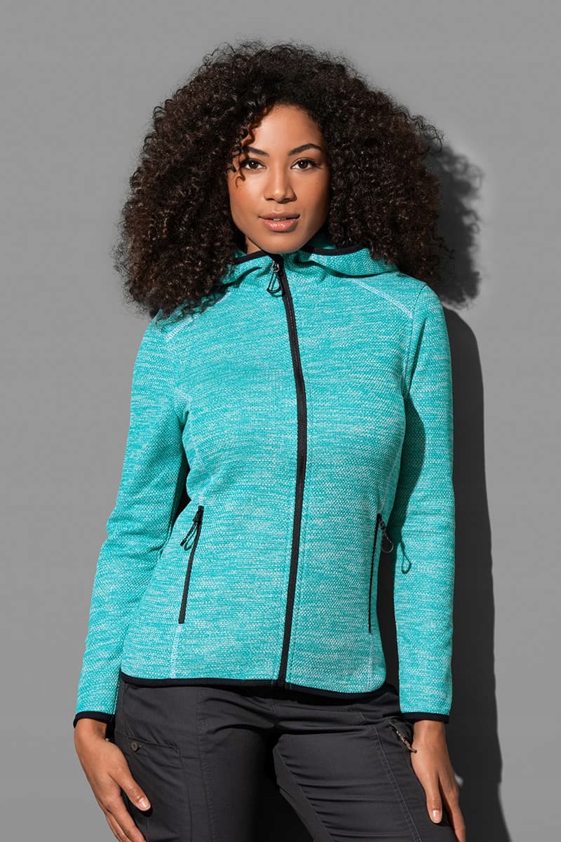 Rozpinany polar damski z kapturem kieszeniami Recycled ekologiczny róż XS Rozmiar XS