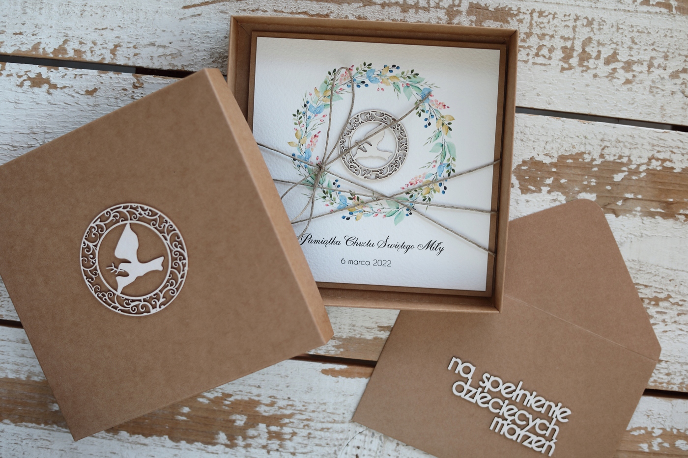 Přání na křtiny krabička obálka suvenýr křtu