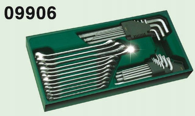 ZESTAW KLUCZY PŁASKO-OCZKOWYCH I TRZPIENIOWY SATA