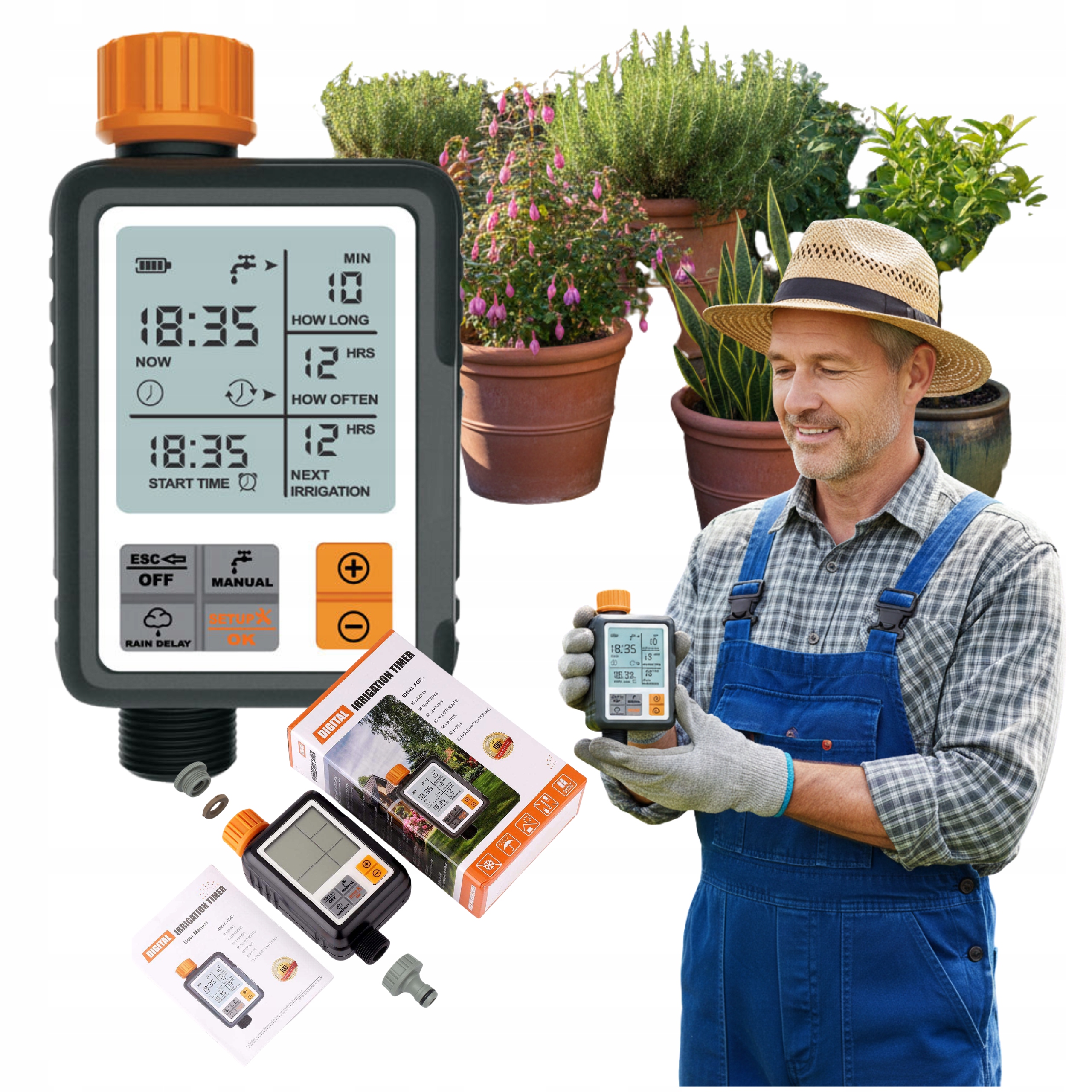 Systém pro zavlažování Manuální Ovladač pro zahradu, programátor zavlažování