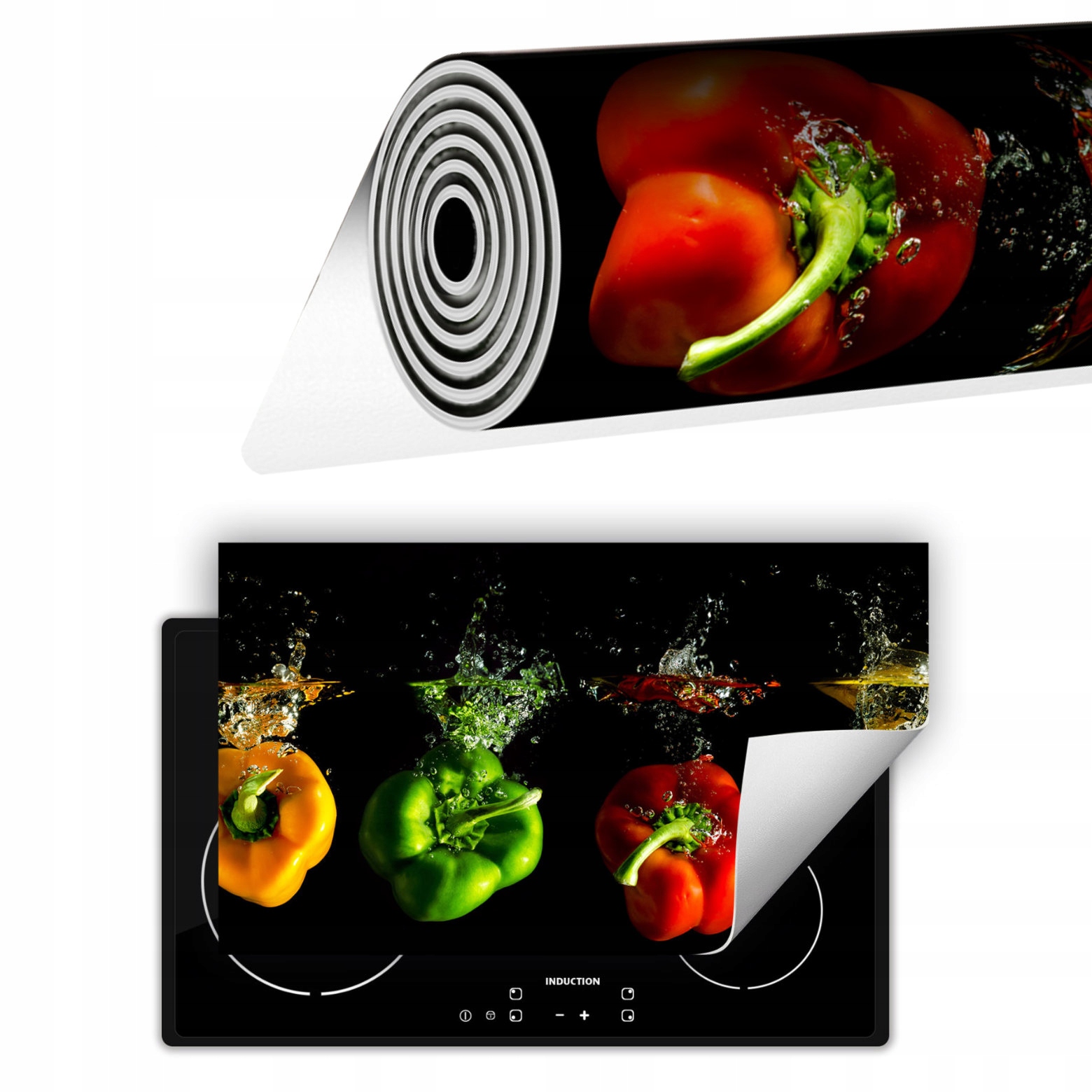 Vinylová Krytka Na Sporák 90x52 Černá Paprika