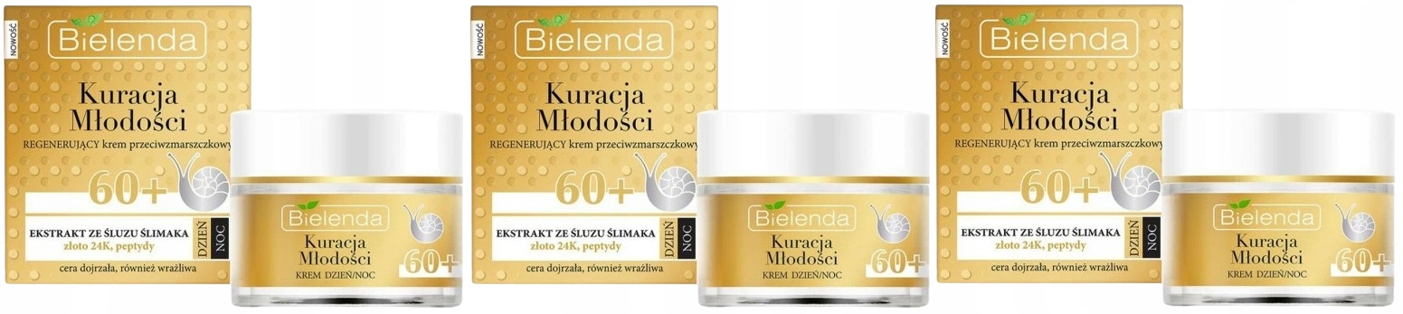 3 kusy Regenerační krém proti vráskám 60+ 50 ml Bielenda Zlato 24k