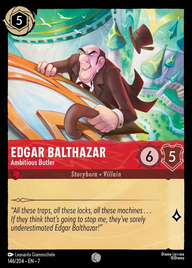 Disney Lorcana Edgar Balthazar Ambitious Butler 7ARI #146 Foil