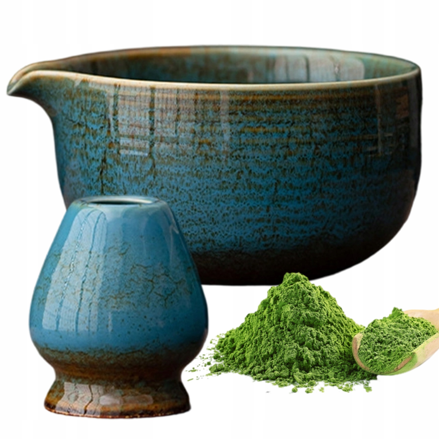Sada Pro Matcha Modrá 2 Dílná Keramická, Odolná, Snadno Se Čistí