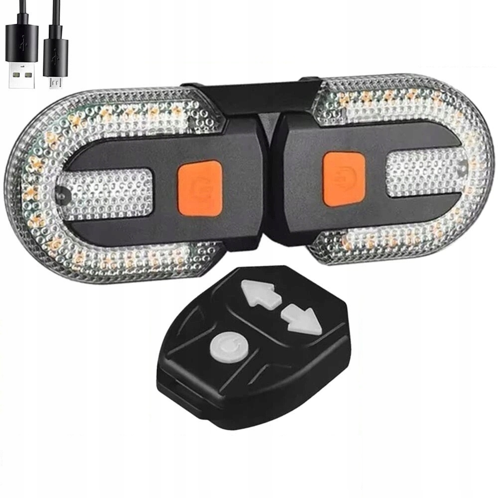 KIERUNKOWSKAZ LED DO ROWERU TYLNY ŚWIATŁO SYGNAŁ Z PILOTEM 5 MODÓW USB IPX5