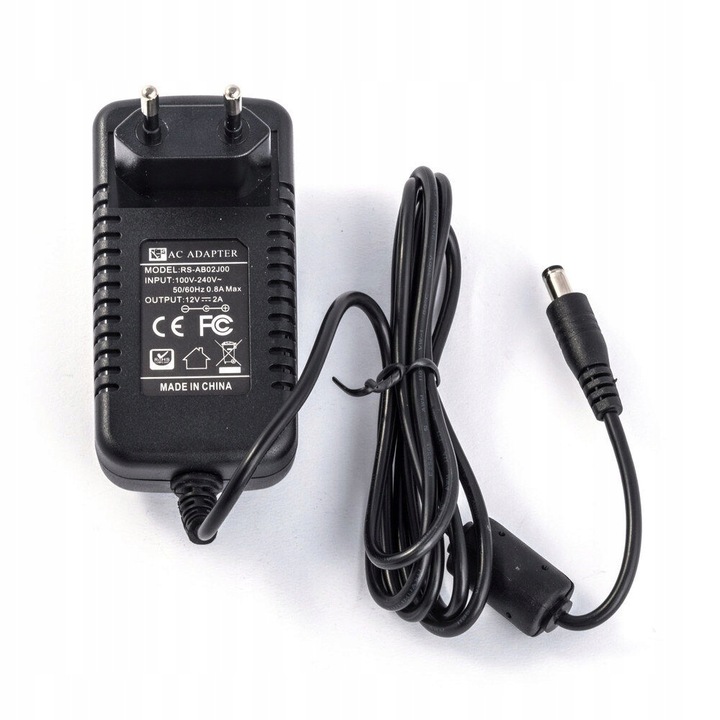 ZASILACZ STABILIZOWANY IMPULSOWY 12V 2A 24W 5.5mm 2,1mm CCTV, LED, ROUTER