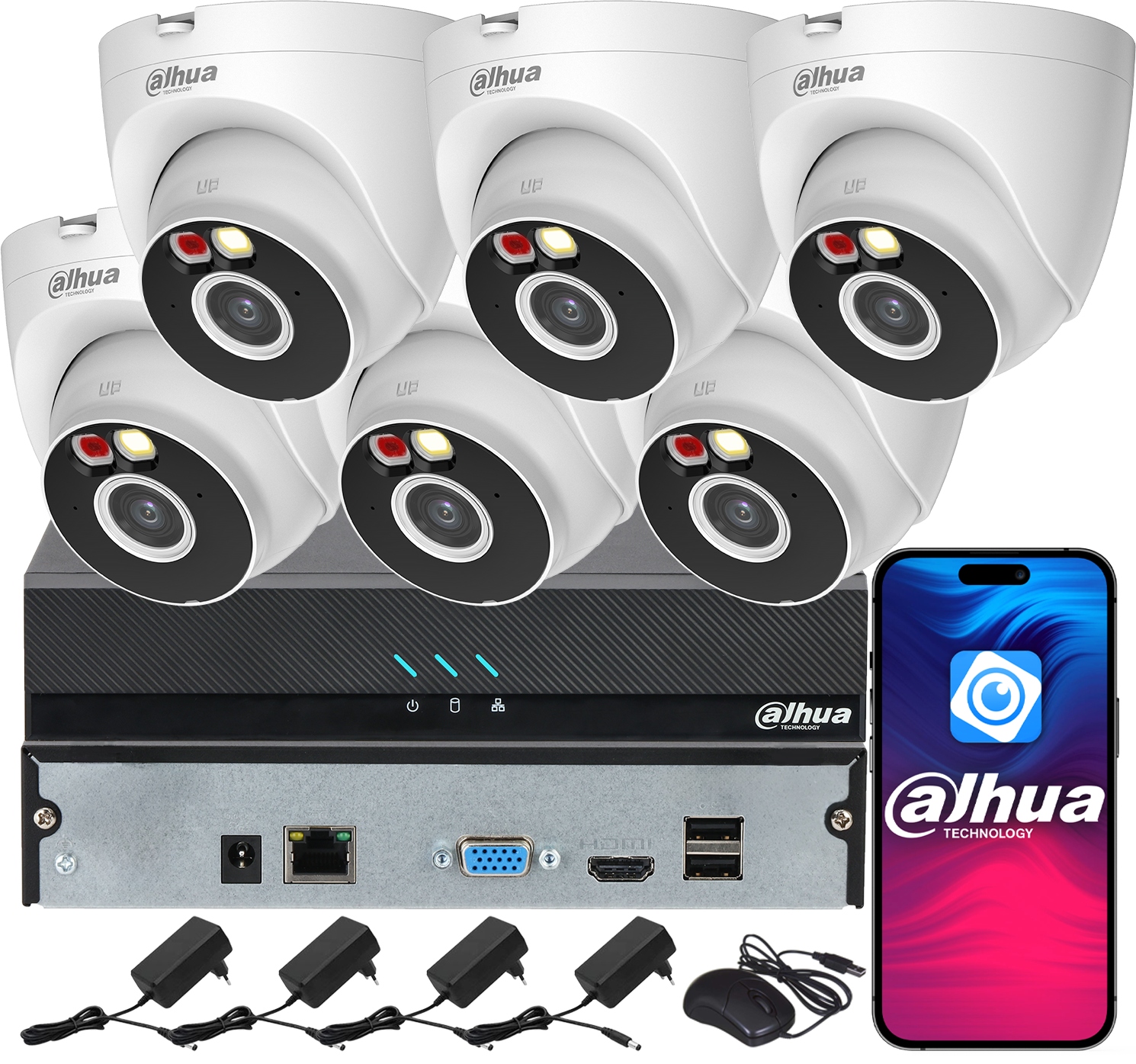 Dahua Monitoring pre 6 WiFi kamier 4MPx 2K T4A-PV Inteligentné duálne svetlo Audio