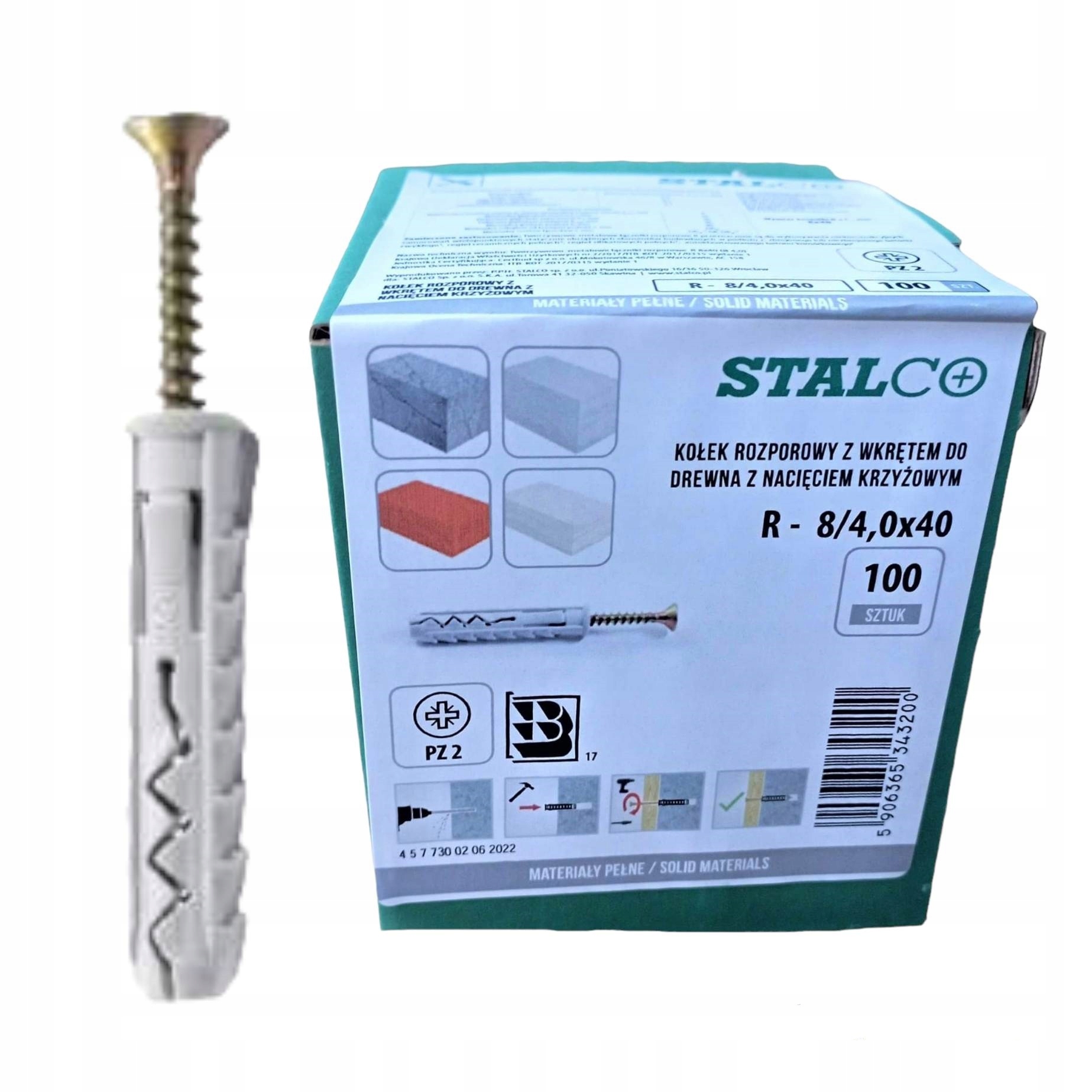 

Kołki Rozporowe 8x40 z wkrętami 4,0x40 100 sztuk