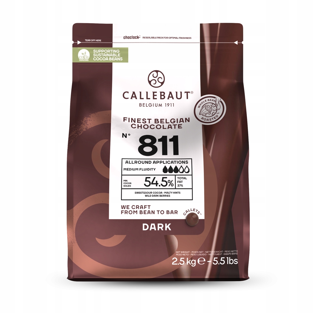 Levně Callebaut 811 – Kultovní belgická tmavá Čokoláda 2,5 kg
