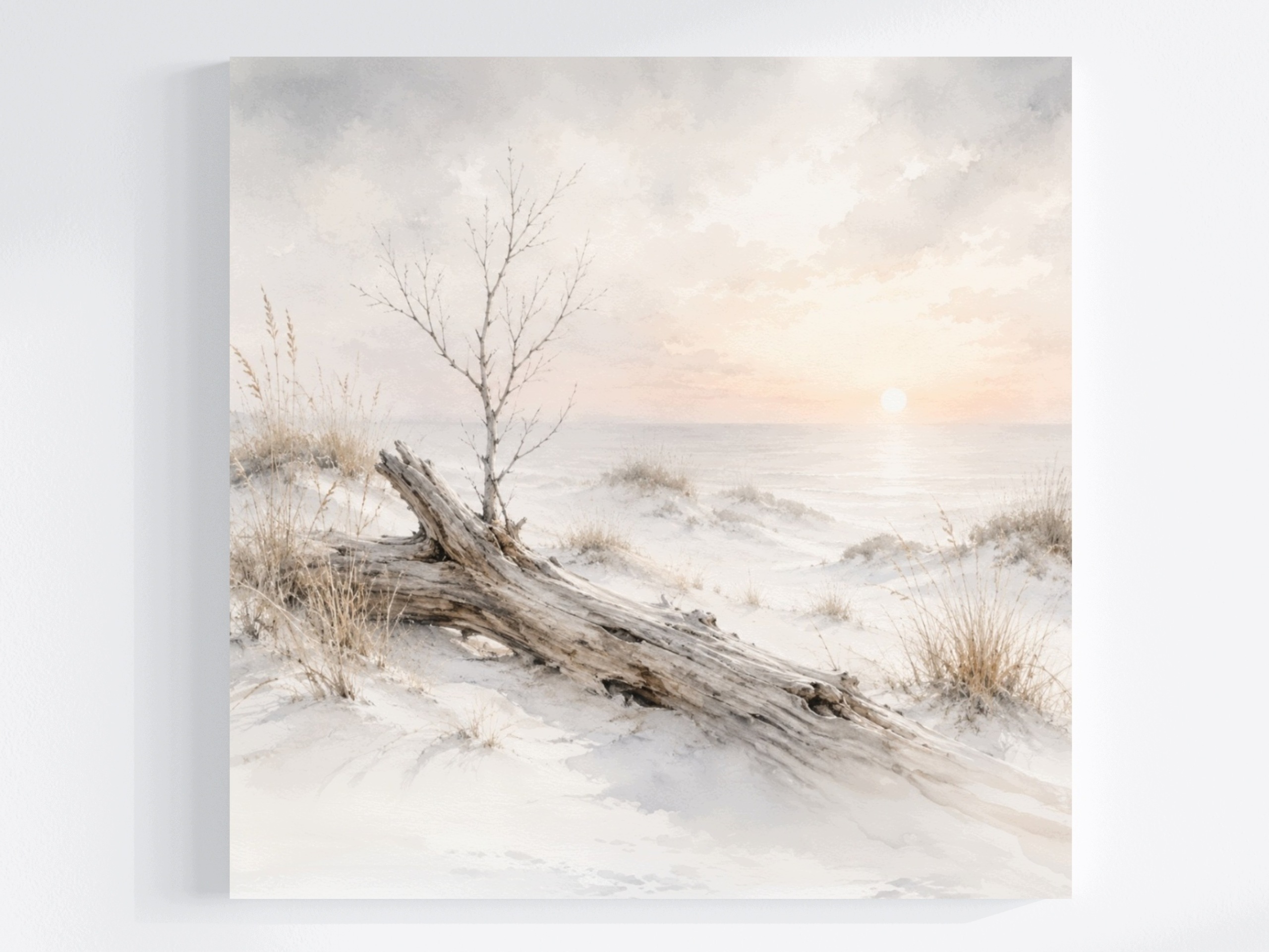 Obraz Na Plátně Canvas Moře Pláž Duny Písek Dřevo Konar Slunce 60x60
